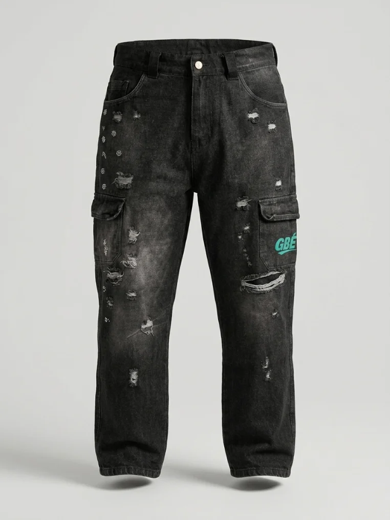 Cargo Héritage GBÉ, denim distressed coupe large